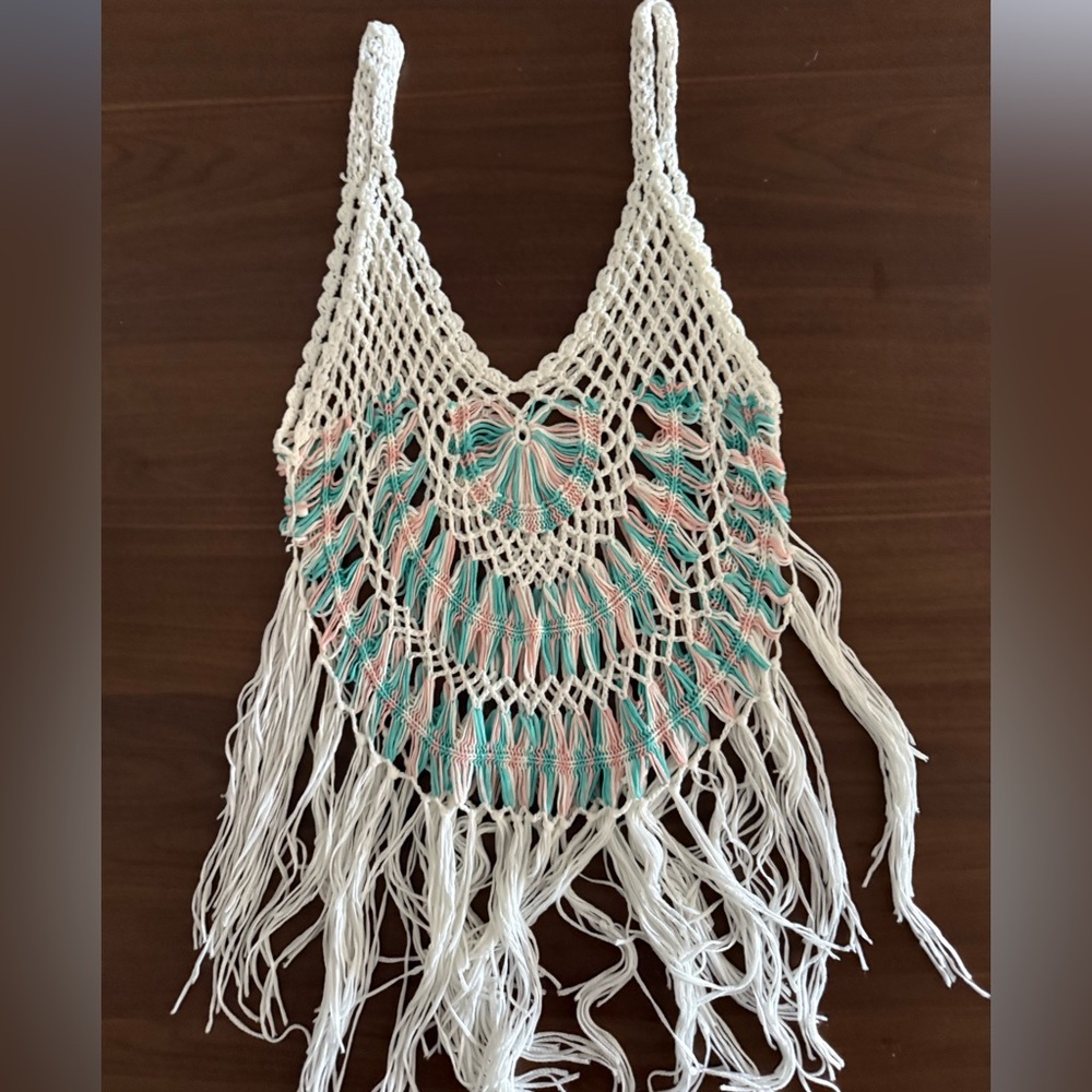 Crocheted Fringed bohemian top.
